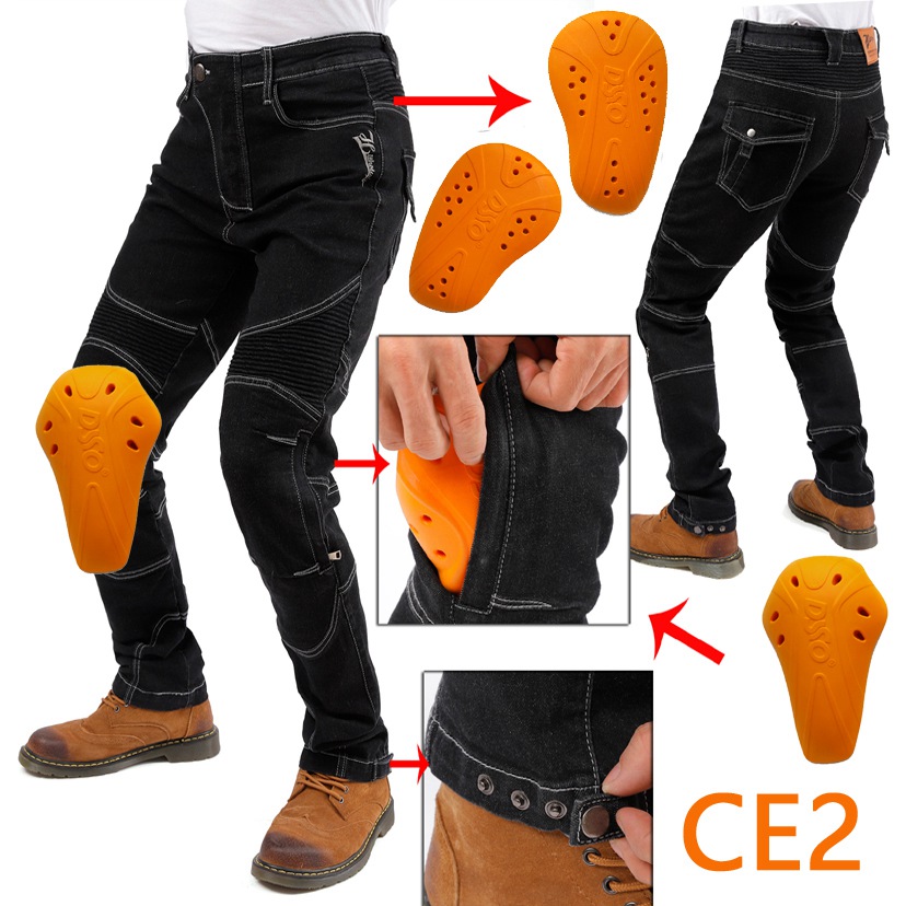 Motorcycle Gear Jeans - Black Motocross Pants Motorcycle Jeans Adjustable