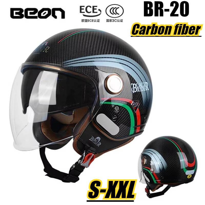 BEON BR-20 Carbon Fiber 3/4 Re - Motorcycle Gear Vintage recension och pris